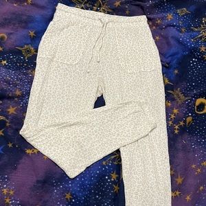 White cheetah pajama pants